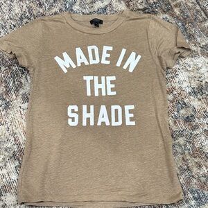 J. Crew Tan Linen Tee with White Text